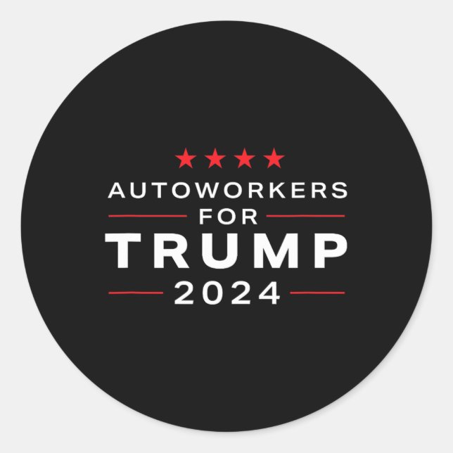 Pegatina Redonda Trabajadores para Trump 2024 - Diseño sindical de  (Anverso)