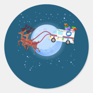 Pegatina Redonda Trabajadores postales Navidades de Mail Truck Funn