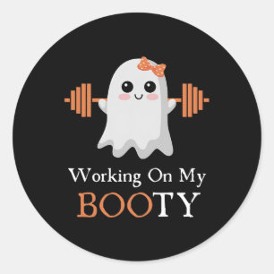 Pegatina Redonda Trabajando en mi divertido gimnasio de Halloween B