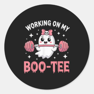 Pegatina Redonda Trabajando En Mi Gimnasio Gracioso Halloween Levan