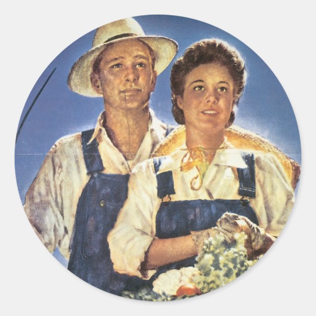 Pegatina Redonda Trabajar en una granja... Este verano (Anverso)