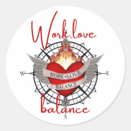 Pegatina Redonda Trabajo, balance de vida en la escritura roja