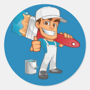 Pegatina Redonda Trabajo de pintura