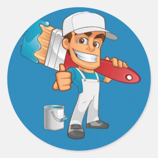 Pegatina Redonda Trabajo de pintura (Anverso)