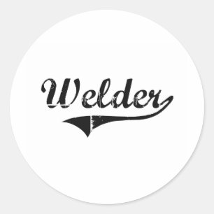 Pegatina Redonda Trabajo del profesional del soldador