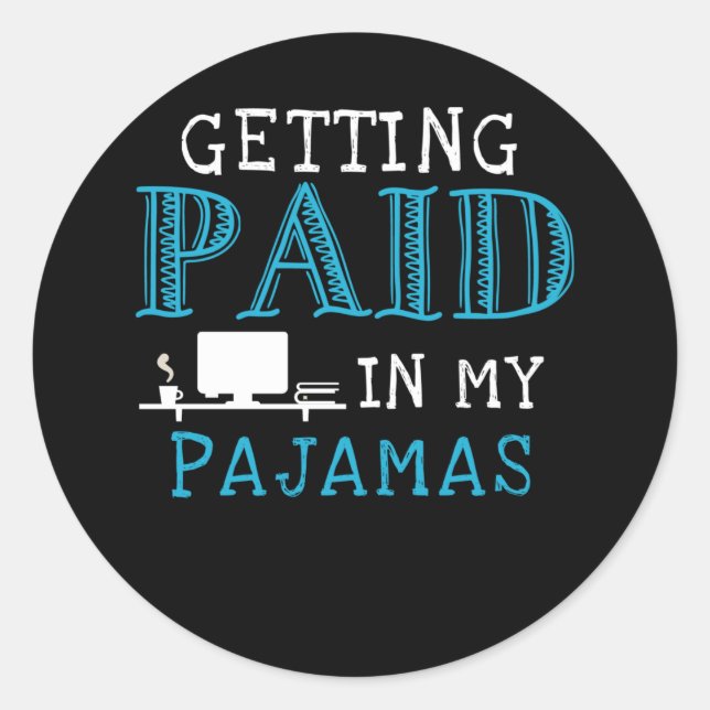 Pegatina Redonda Trabajo desde el trabajo doméstico de Funny Homeof (Anverso)