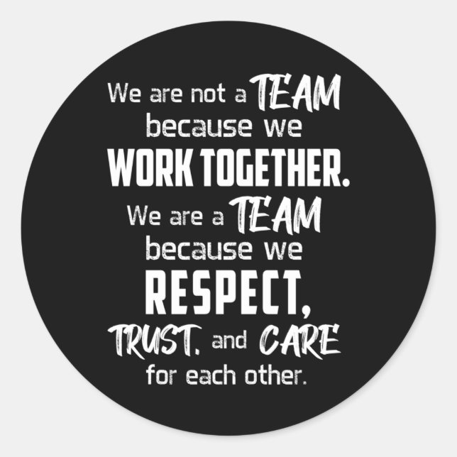 Pegatina Redonda Trabajo en equipo Trabajo Impresionante Espíritu E (Anverso)