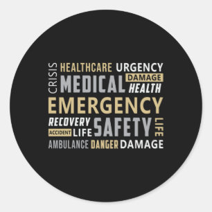 Pegatina Redonda Trabajo piloto de emergencia paramédica de control