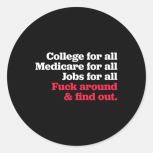 Pegatina Redonda Trabajos de Medicare universitarios para todos y d
