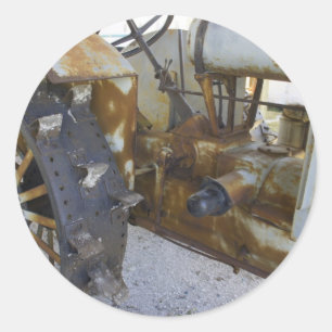 Pegatina Redonda Tractor antiguo