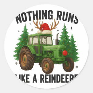 Pegatina Redonda Tractor de Navidad Granja Nada Funciona Como Un Re
