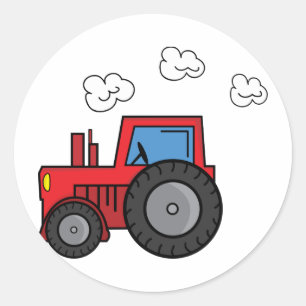 Pegatina Redonda Tractor rojo