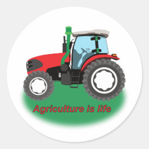 Pegatina Redonda Tractor utilizado en campos agrícolas