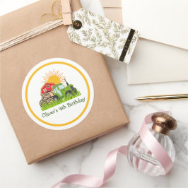 Pegatina Redonda Tractor verde | Fiesta de cumpleaños temática de l