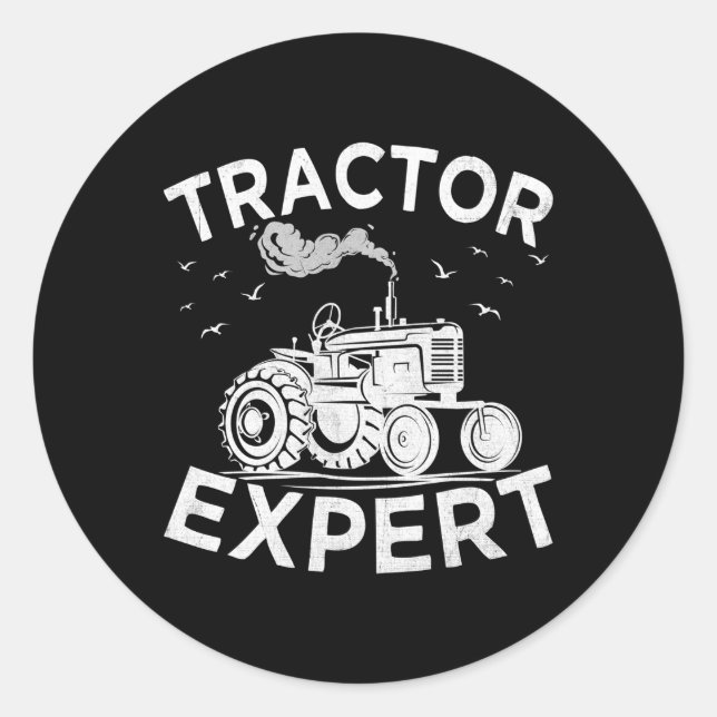 Pegatina Redonda Tractores expertos en tractores agricultor (Anverso)
