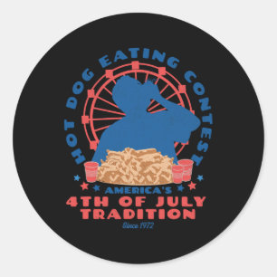 Pegatina Redonda Tradición de julio Concurso de Comida de Perro Cal
