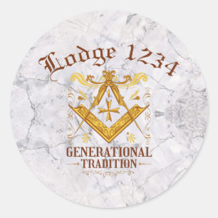 Pegatina Redonda Tradición Masónica de Lodge Keong