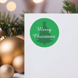 Pegatina Redonda Tradicional - Verde brillante Feliz Navidad Pegati