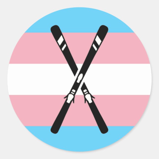 Pegatina Redonda Traducción de esquí (Anverso)