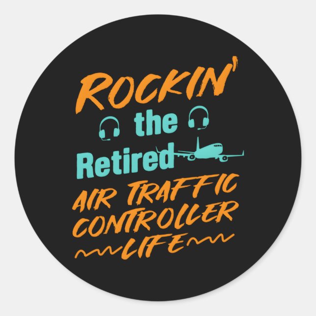 Pegatina Redonda Tráfico aéreo de aviones retirados Atc Retiree (Anverso)