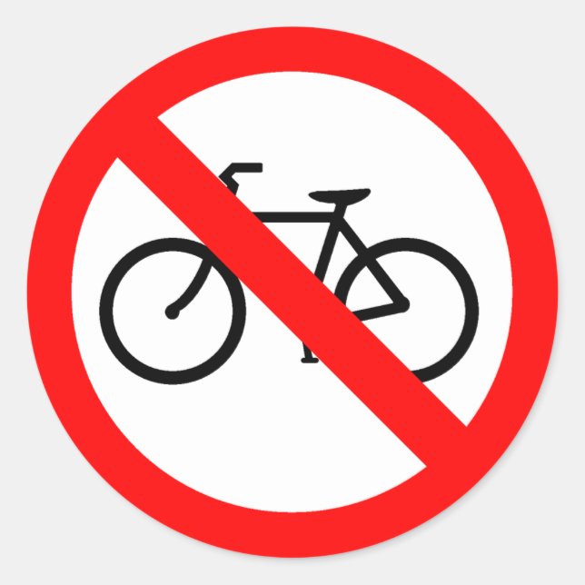 Pegatina Redonda Tráfico de bicicletas Rótulo de autopista prohibid (Anverso)