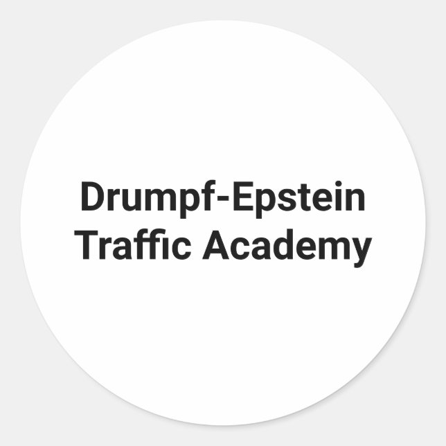 Pegatina Redonda Tráfico de Drumpf-Epstein Hankamer Artjunkhaus (Anverso)