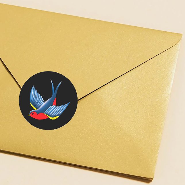 Pegatina Redonda Tragar el tatuaje azul rojo (Subido por el creador)