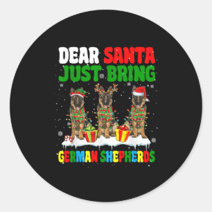 Pegatina Redonda Traiga solo pastores alemanes Xmas tres Santa Reno