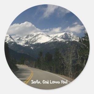 Pegatina Redonda Trail Ridge Road, Parque Nacional de las Montañas 