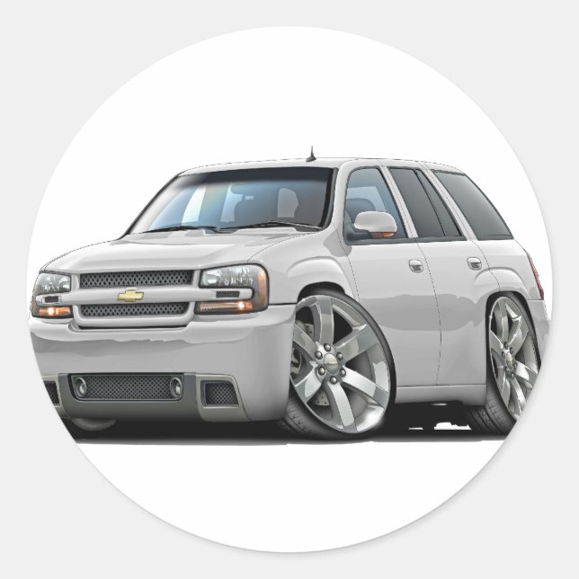 Pegatina Redonda Trailblazer White Truck (Anverso)