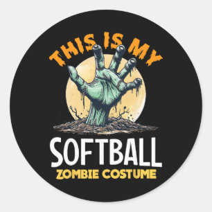 Pegatina Redonda Traje a juego de zombie de Halloween de sóftbol