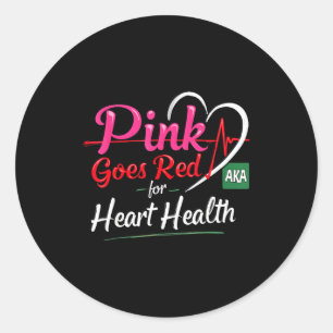 Pegatina Redonda Traje de Conciencia de Salud del Corazón Rojo de A