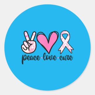 Pegatina Redonda Traje de Conciencia del Cáncer de Seno Paz Amor Fe