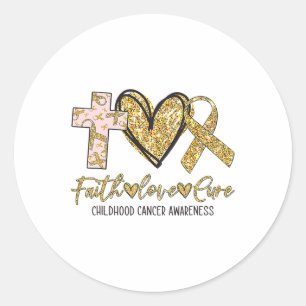 Pegatina Redonda Traje de Conciencia del Cáncer Infantil Ki Fe Amor