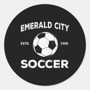 Pegatina Redonda Traje de fútbol de la ciudad esmeralda del mago de
