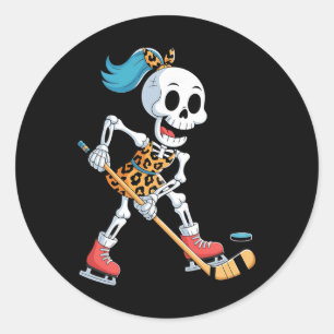 Pegatina Redonda Traje de Halloween de hockey sobre hielo de esquel