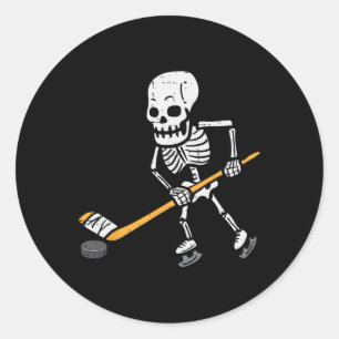 Pegatina Redonda Traje de hockey sobre hielo de esqueleto para homb