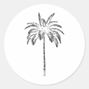 Pegatina Redonda Traje de playa Palm Beachwear Surfing Aloha Retro