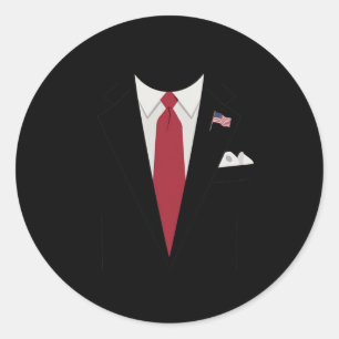 Pegatina Redonda Traje de Presidente de EE. UU. Trump Fácil Disfraz