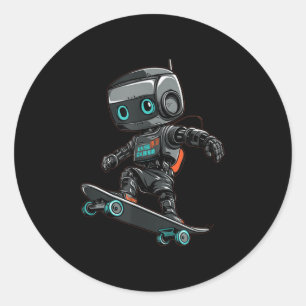 Pegatina Redonda Traje de Robot Patinador Para Un Aspecto Genial