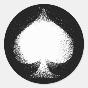 Pegatina Redonda Traje de tarjeta Espadas blanco- gruñido