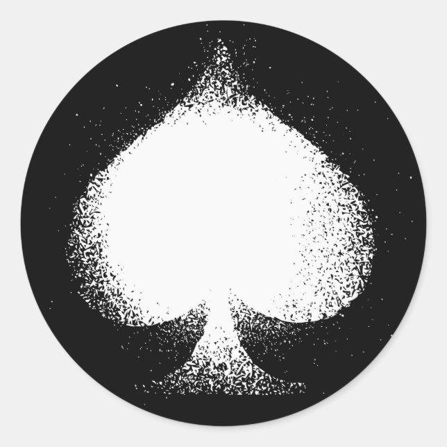 Pegatina Redonda Traje de tarjeta Espadas blanco- gruñido (Anverso)