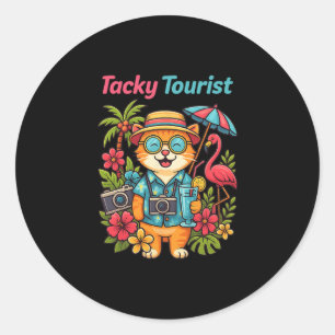 Pegatina Redonda Traje de turista hortera de vacaciones disfraz loc