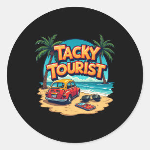 Pegatina Redonda Traje de turista hortera de vacaciones disfraz loc