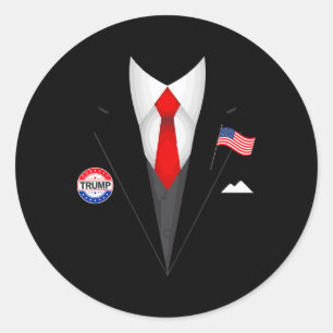 Pegatina Redonda Traje del presidente Trump disfraz de Halloween va