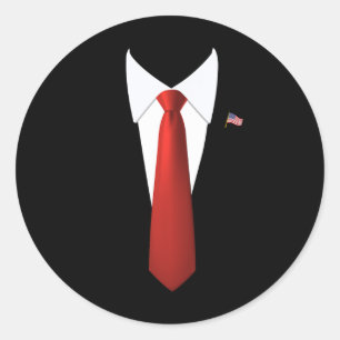 Pegatina Redonda Traje divertido del presidente Trump Disfraz de Ha
