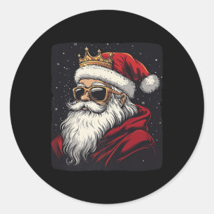 Pegatina Redonda Traje genial de Santa Claus real con corona para n