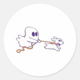 Pegatina Redonda Traje gráfico de Halloween para el perro fantasma