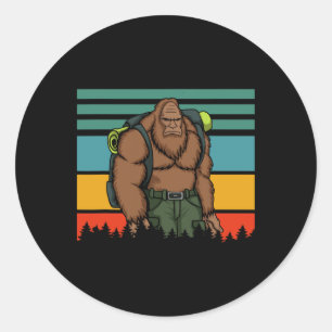Pegatina Redonda Traje Vintage Retro Bigfoot Senderismo Familiar a