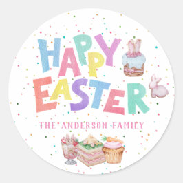 Pegatina Redonda Trajes de Pascua | Colorida Pascua